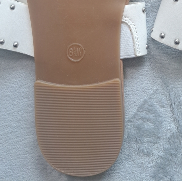 Lane Bryant Spring White Sandals Women's Slip On Slide Studded Size 8.5 W - Picture 14 of 14